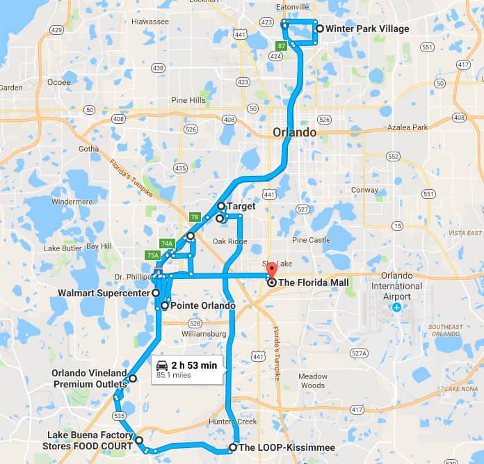 Mapas de compras en Orlando