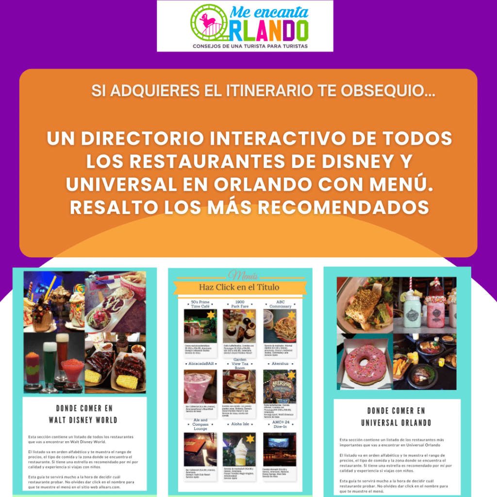 Directorio de restaurantes en Disney y Universal con menús