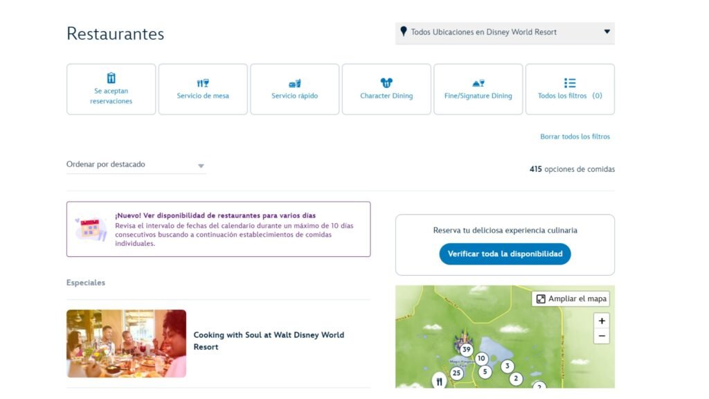 Cómo encontrar y reservar mesa en Disney World 